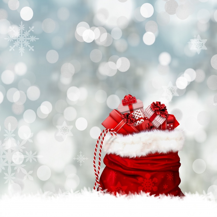 圣诞节背景 圣诞背景 银色光斑背景 圣诞礼物 礼物袋 礼物盒 