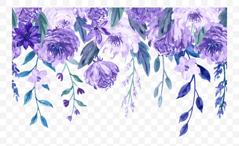 紫色水彩花 水彩花 水彩 花 