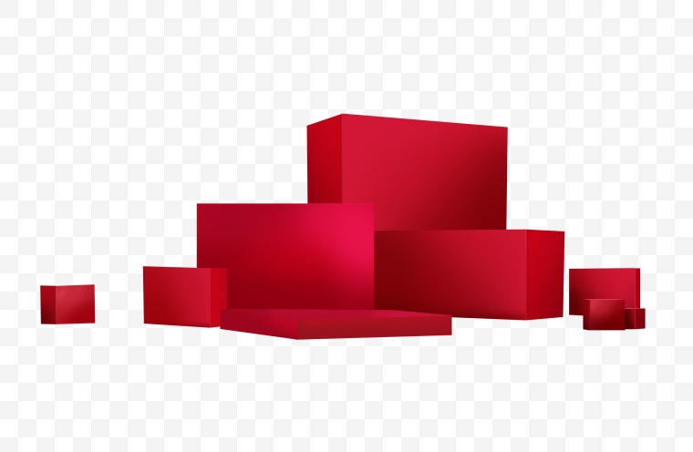 红色立方体 立方体 立体空间 空间感 透视空间 商品展示台 商品展台 