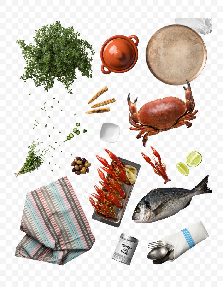 食物摆放 调料 食品 食物 食品俯拍 食物俯拍 螃蟹 蟹 龙虾 鱼 海鲜 抹布 蔬菜 高端食品样机 