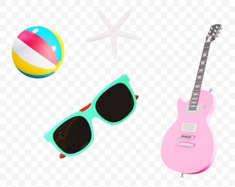 夏天 夏季 夏 沙滩球 太阳眼镜 太阳镜 吉他 