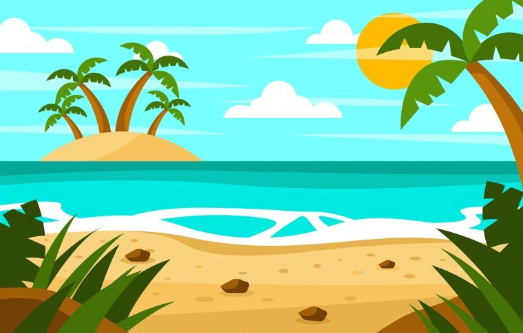 夏天插图 夏季插图 夏天 夏季 夏天矢量素材 夏季矢量素材 沙滩 海滩 椰树 