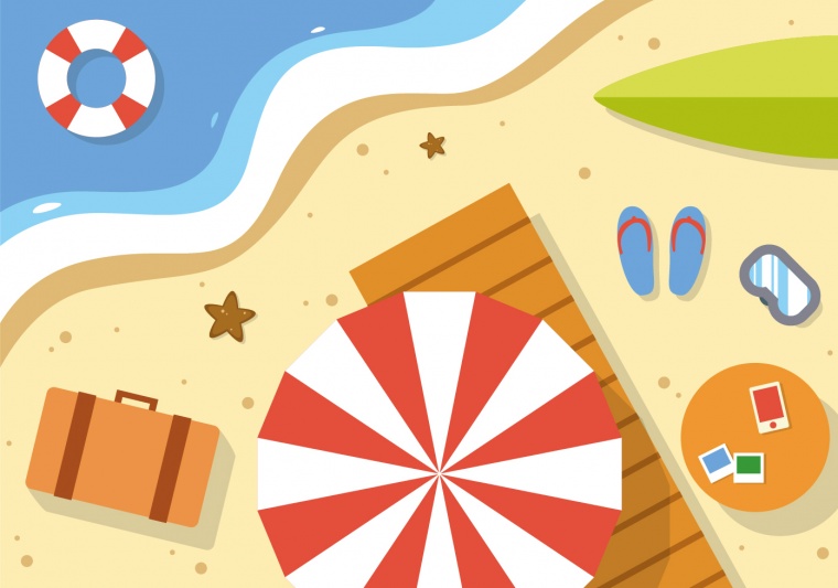 夏天插图 夏季插图 夏天 夏季 夏天矢量素材 夏季矢量素材 沙滩 海滩 太阳伞 