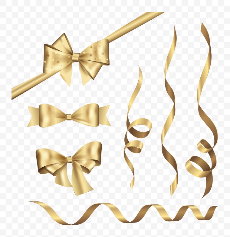 金丝带 金色丝带 金色蝴蝶结 设计元素 矢量丝带 