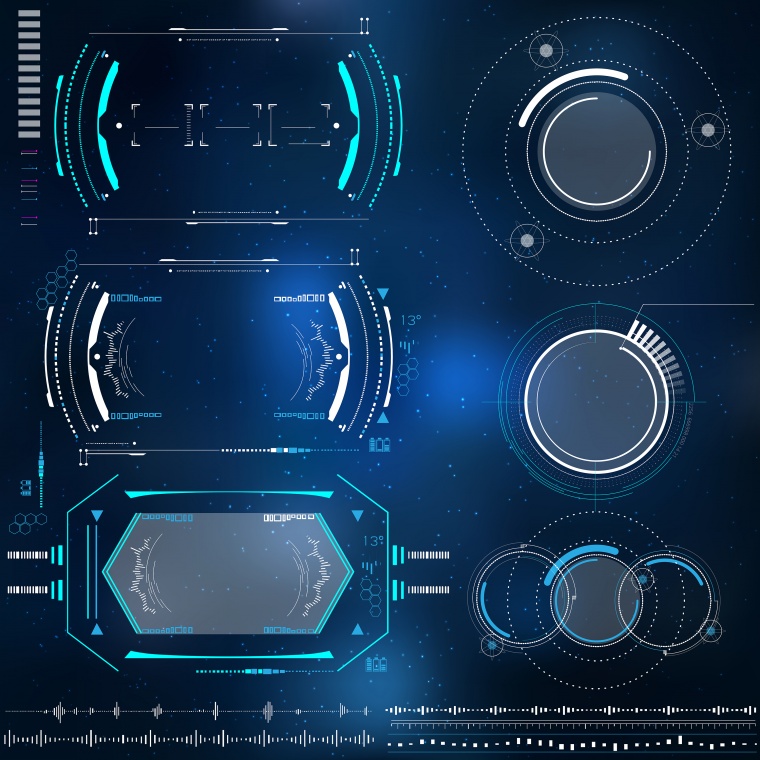 蓝色科技元素 科技边框 科技感 科技 科技感UI 
