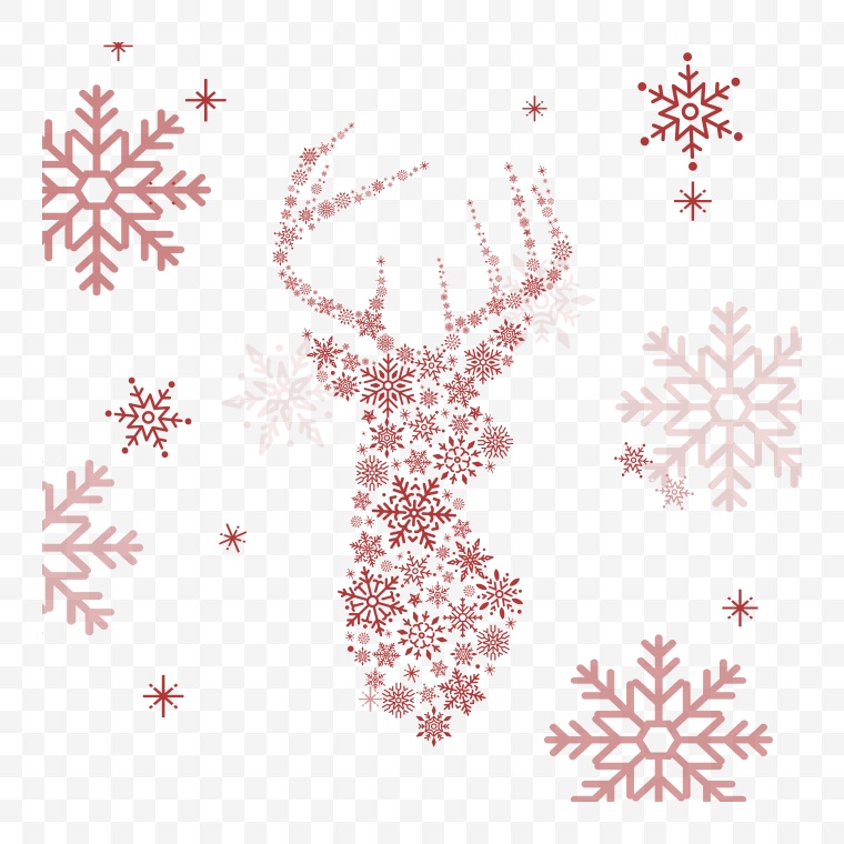 矢量雪花 雪花 冬天 冬季 冬 圣诞节 圣诞 驯鹿 鹿 鹿头 麋鹿 